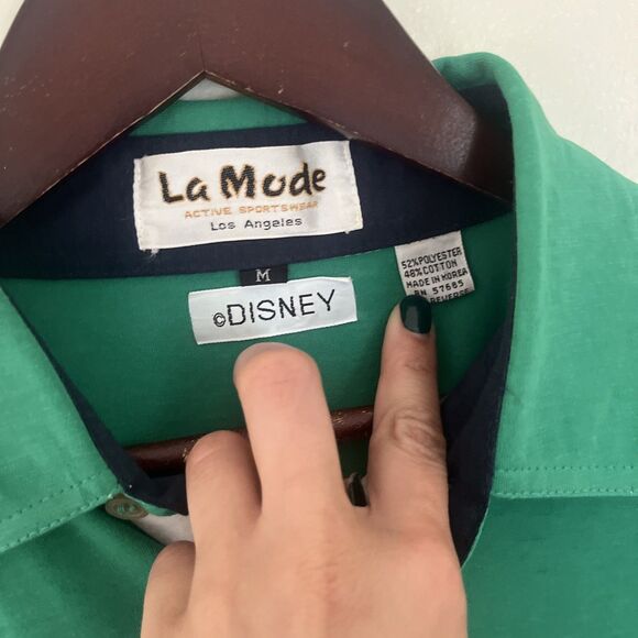 LaMode LA Vintage Single Stitch Official Disney Mickey Mouse Golf Polo, Green- M - Picture 7 of 8